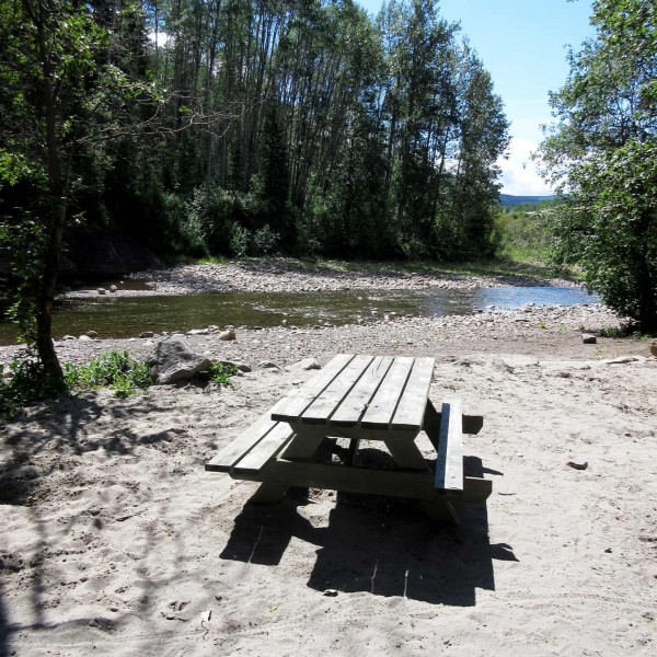 Flatbed beach at Lions Campgound
